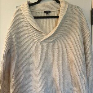 Cream Cowl V Neck Sweater